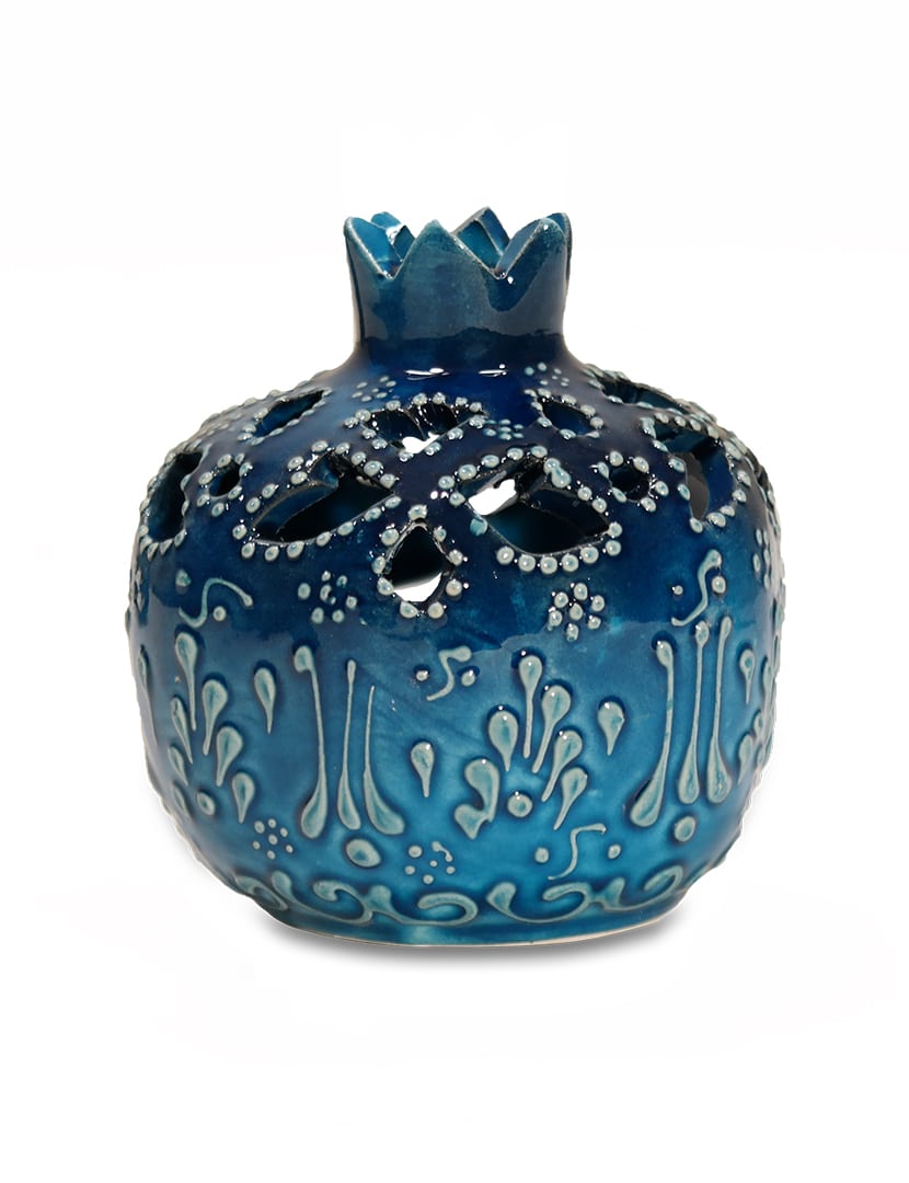 Kék gránátalma mécsestartó - KGY5-K-keramia-mecsestarto-torokorszagbol-b