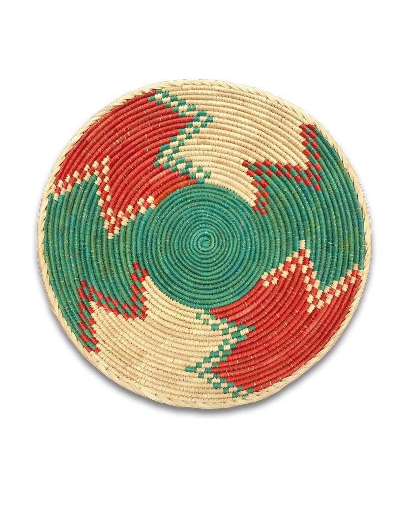 Türkizzöld pálmalevél kosár - SPK85-031-fonott-palmalevel-kosar-pakisztanbol-a