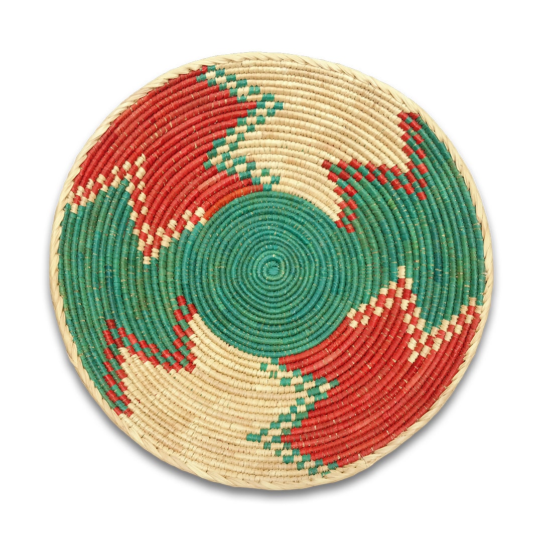 SAMSUNG CSC Türkizzöld pálmalevél kosár - SPK85-031-fonott-palmalevel-kosar-pakisztanbol-aa