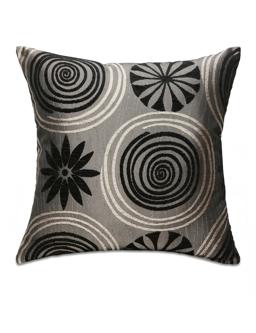 Tavirózsa mintás fekete díszpárna - pk-8017-ottoman-diszparna-huzat-torokorszagbol-a