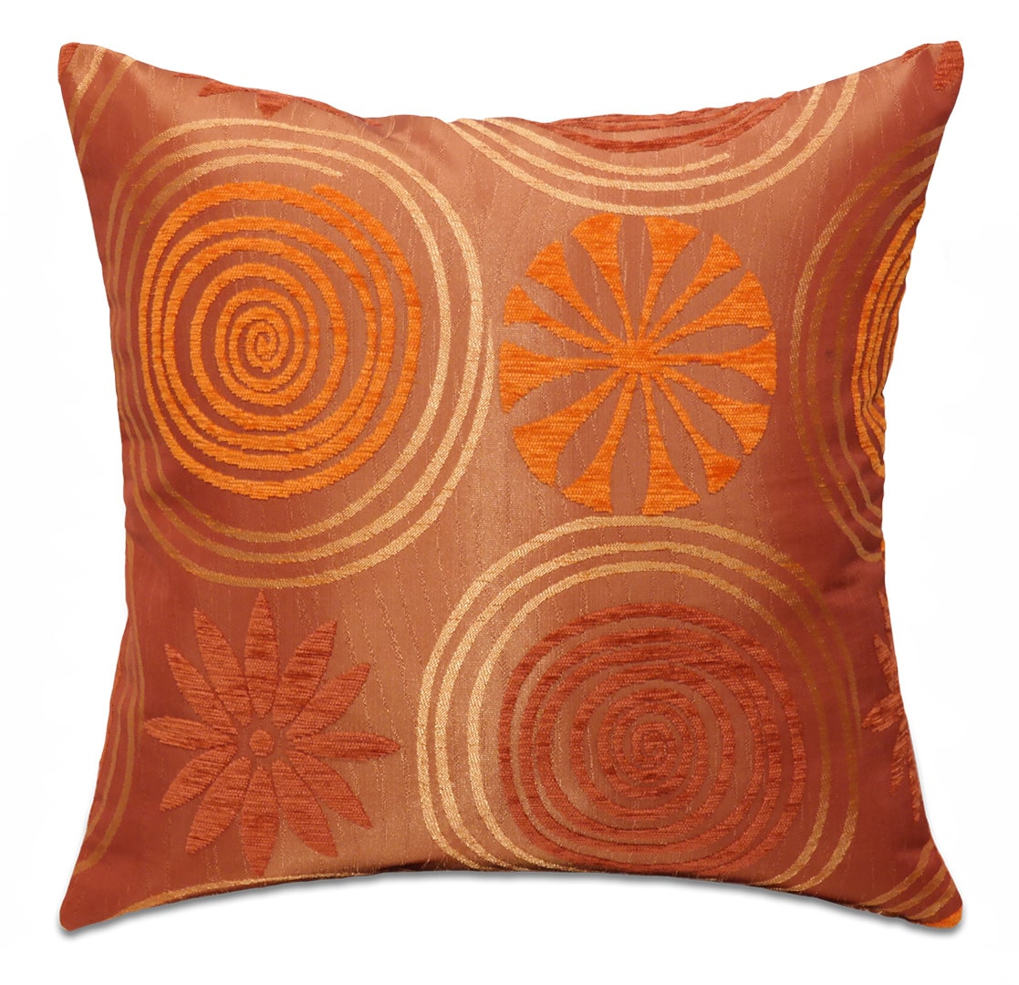 Tavirózsa mintás narancs díszpárna - pk-8018-ottoman-diszparna-huzat-torokorszagbol-aa