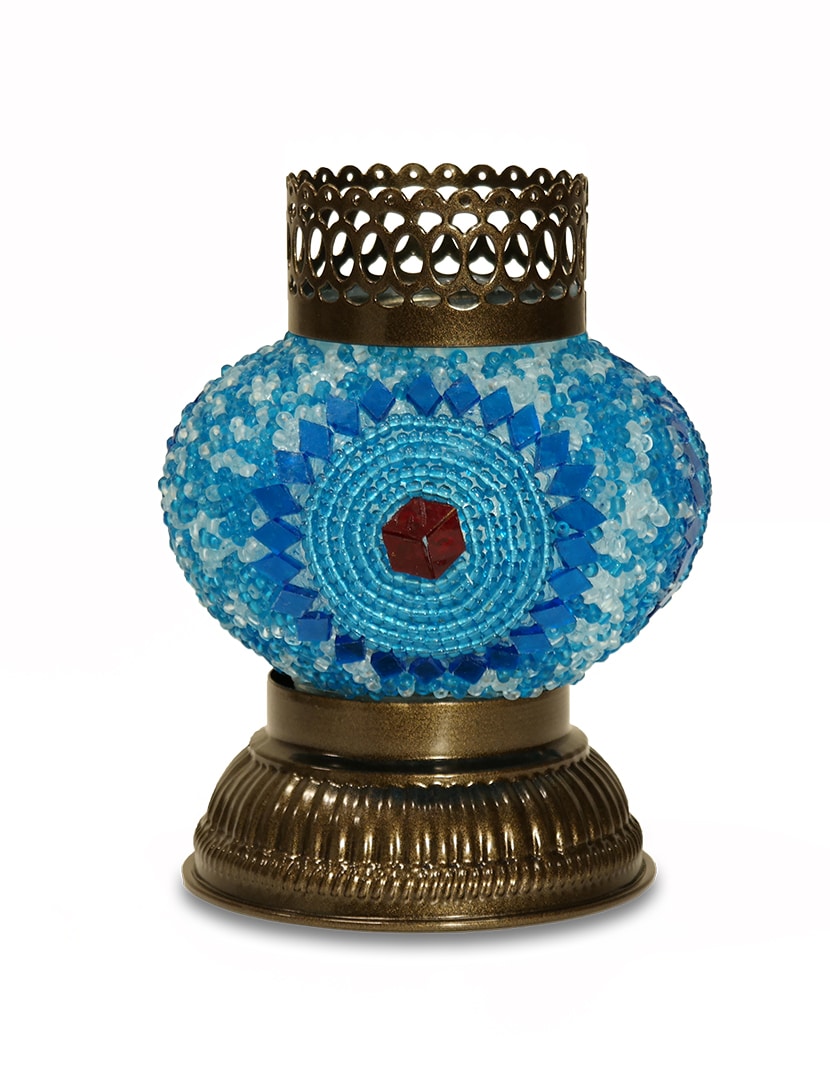 Nagy türkizkék mécsestartó - TM528B-K1B-mozaikuveg-mecsestarto-torokorszagbol-a
