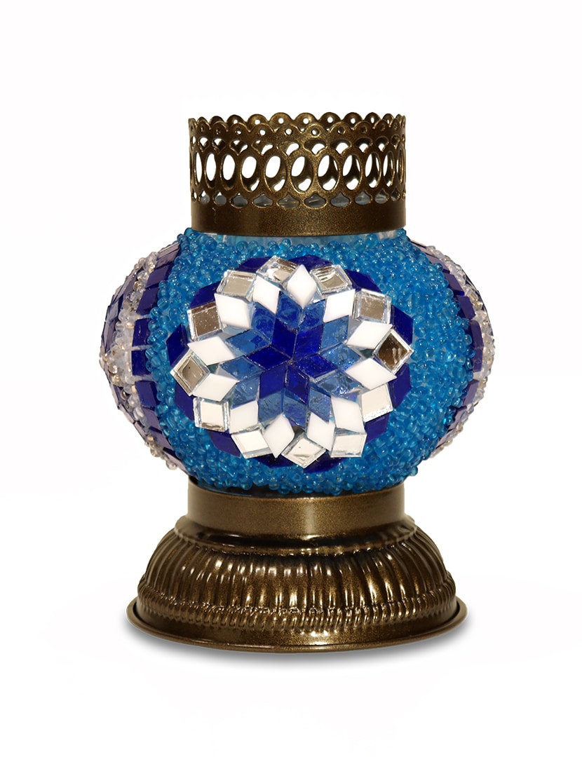 Nagy világoskék mécsestartó - TM528B-K2-mozaikuveg-mecsestarto-torokorszagbol-a