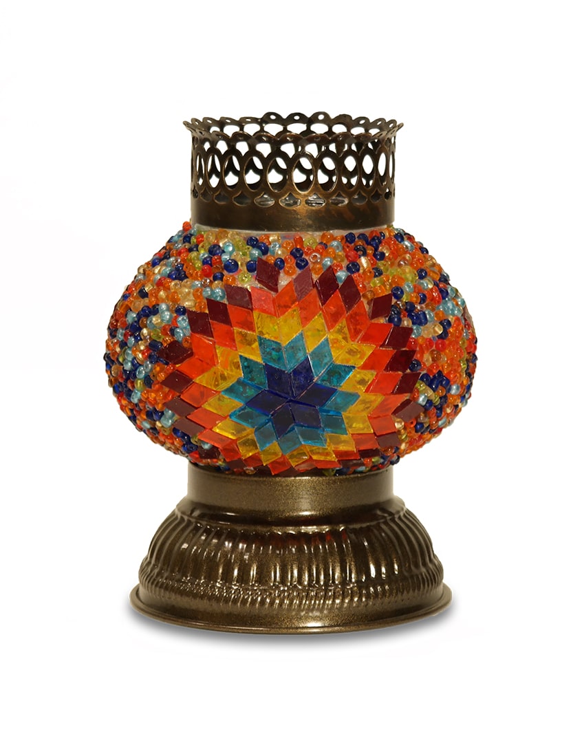 Nagy sokszínű mécsestartó - TM528B-MSZ1-mozaikuveg-mecsestarto-torokorszagbol-a