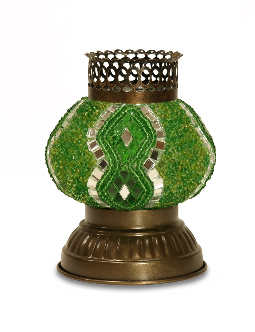 Nagy zöld mécsestartó - TM528B-Z1-mozaikuveg-mecsestarto-torokorszagbol-a