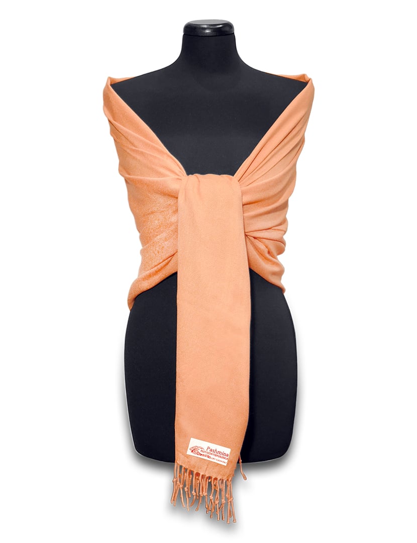 Barack színű pashmina sál - PP-33-123-selyem-gyapju-pashmina-sal-torokorszagbol