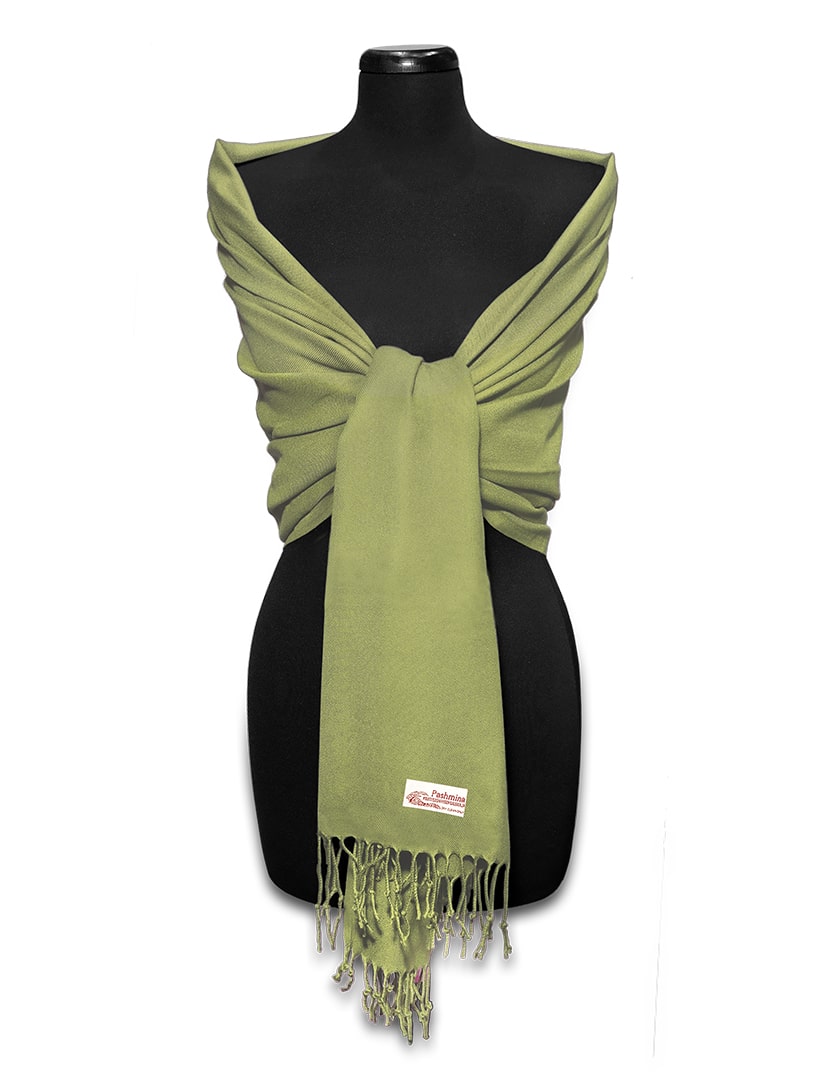 Pisztácia zöld pashmina sál - PP-33-23B-selyem-gyapju-pashmina-sal-torokorszagbol