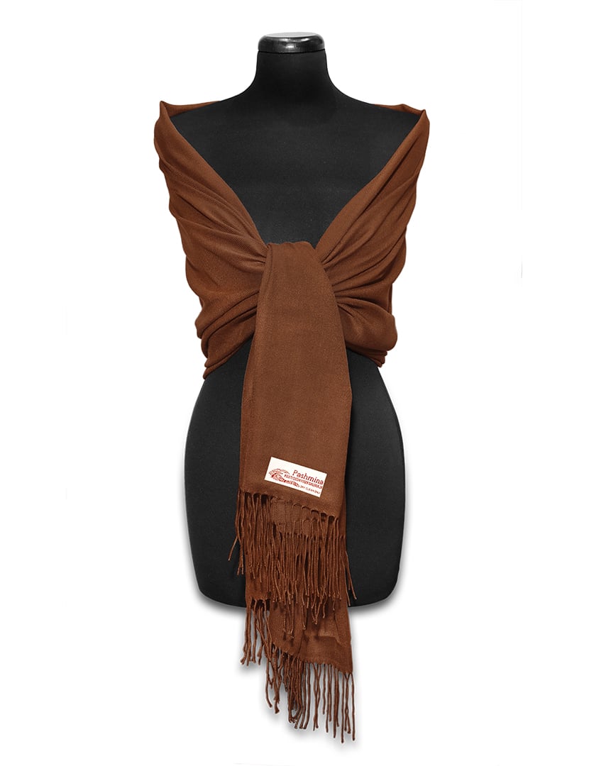 Dióbarna pashmina sál - PP-33-74-selyem-gyapju-pashmina-sal-torokorszagbol