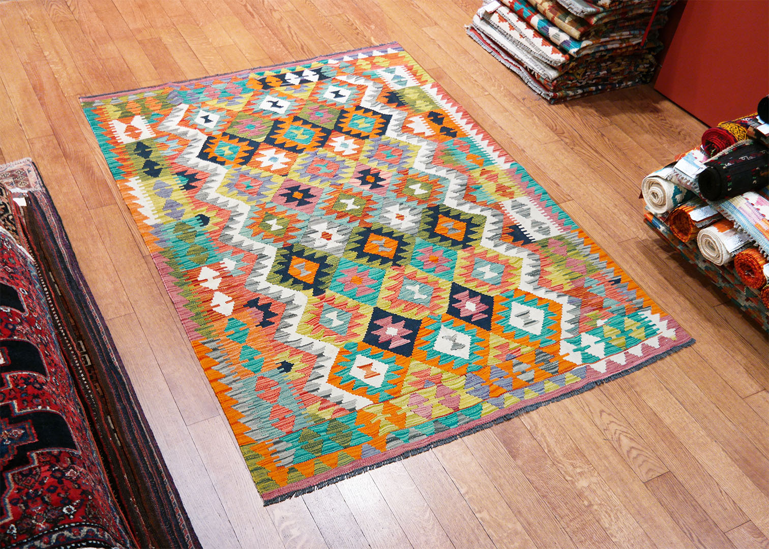 Kilim szövött szőnyeg 198 x 149 cm - SPM30-1885-maimana-kilim-kezi-szovesu-gyapju-szonyeg-pakisztanbol-b