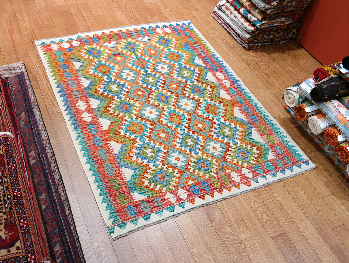 Kilim szövött szőnyeg 197 x 153 cm - SPM30-1889-maimana-kilim-kezi-szovesu-gyapju-szonyeg-pakisztanbol-b