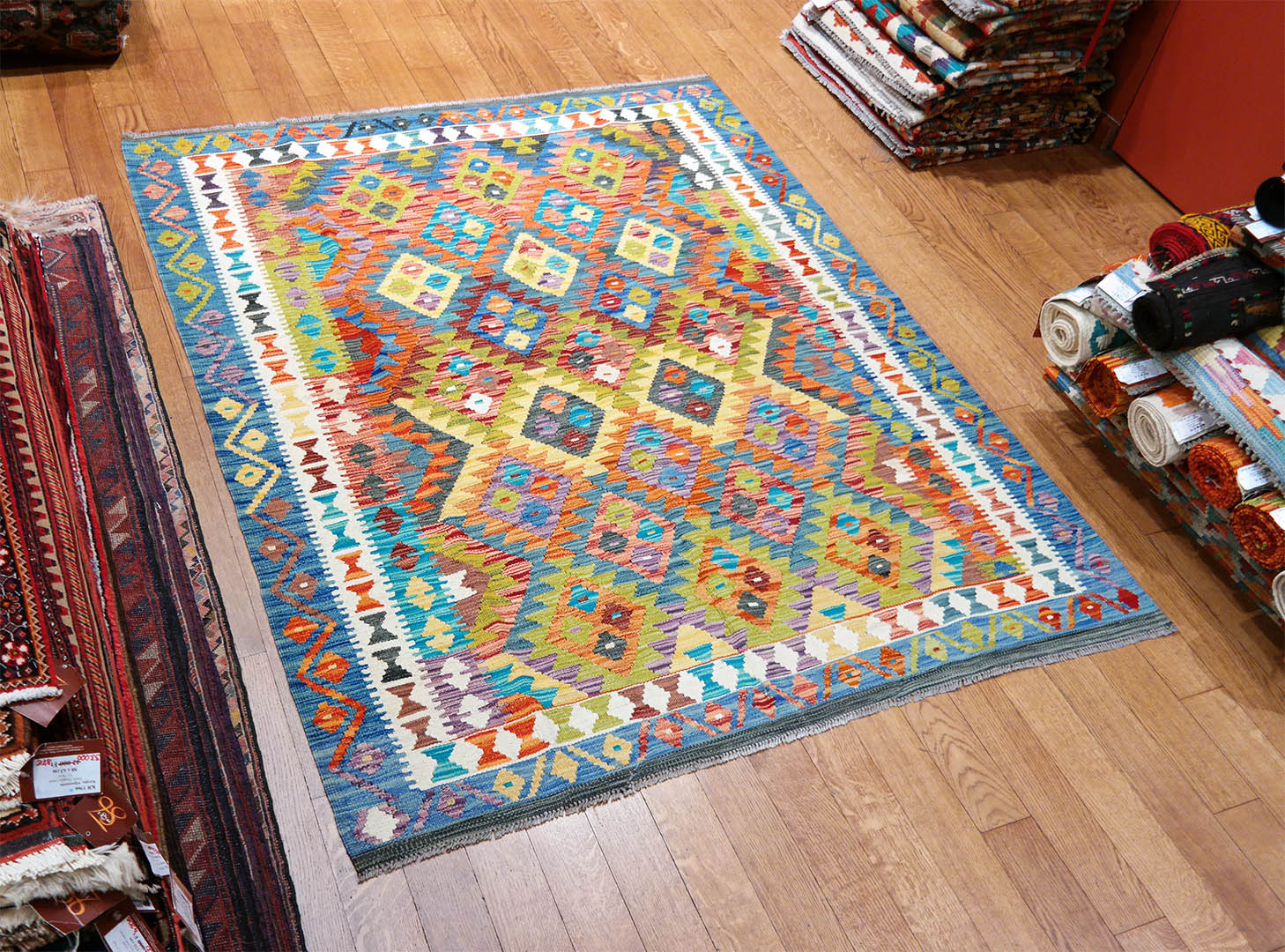 Kilim szövött szőnyeg 196 x 158 cm - SPM30-1892-maimana-kilim-kezi-szovesu-gyapju-szonyeg-pakisztanbol-b