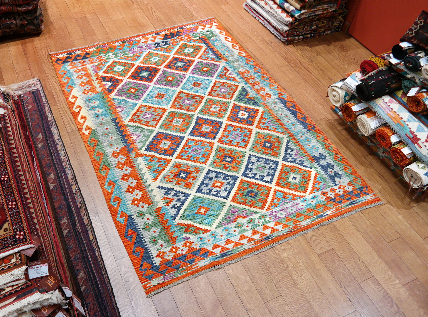 Kilim szövött szőnyeg 212 x 151 cm - SPM30-1899-maimana-kilim-kezi-szovesu-gyapju-szonyeg-pakisztanbol-b