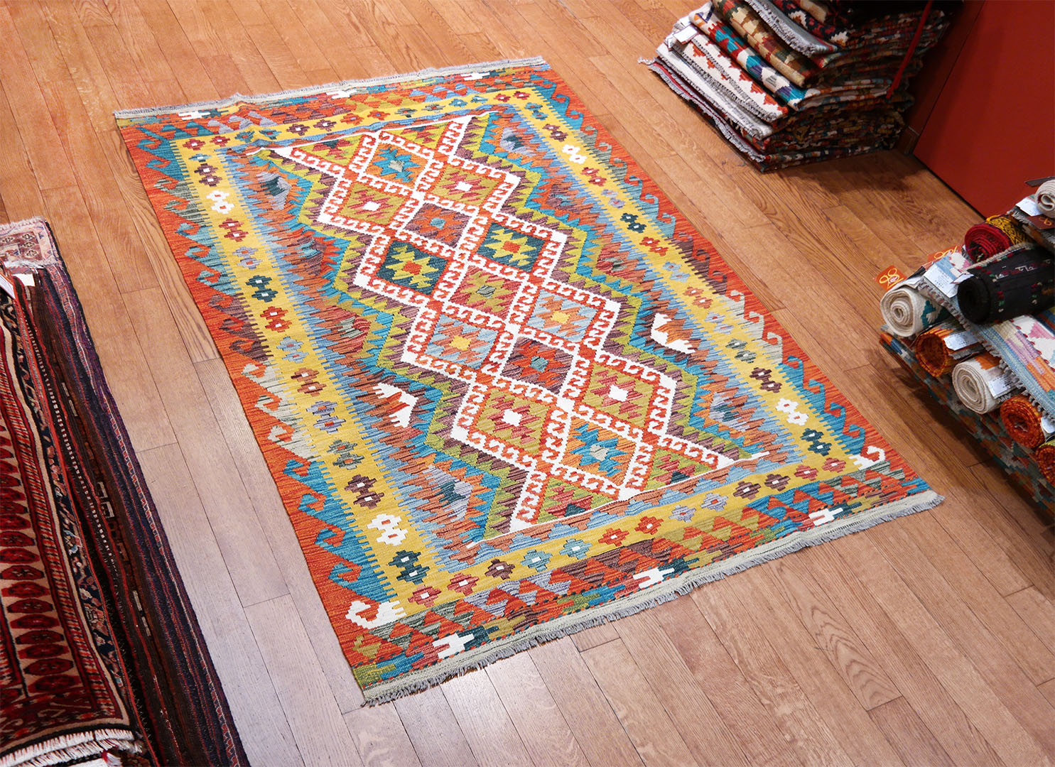 Kilim szövött szőnyeg 206 x 147 cm - SPM30-1908-maimana-kilim-kezi-szovesu-gyapju-szonyeg-pakisztanbol-b