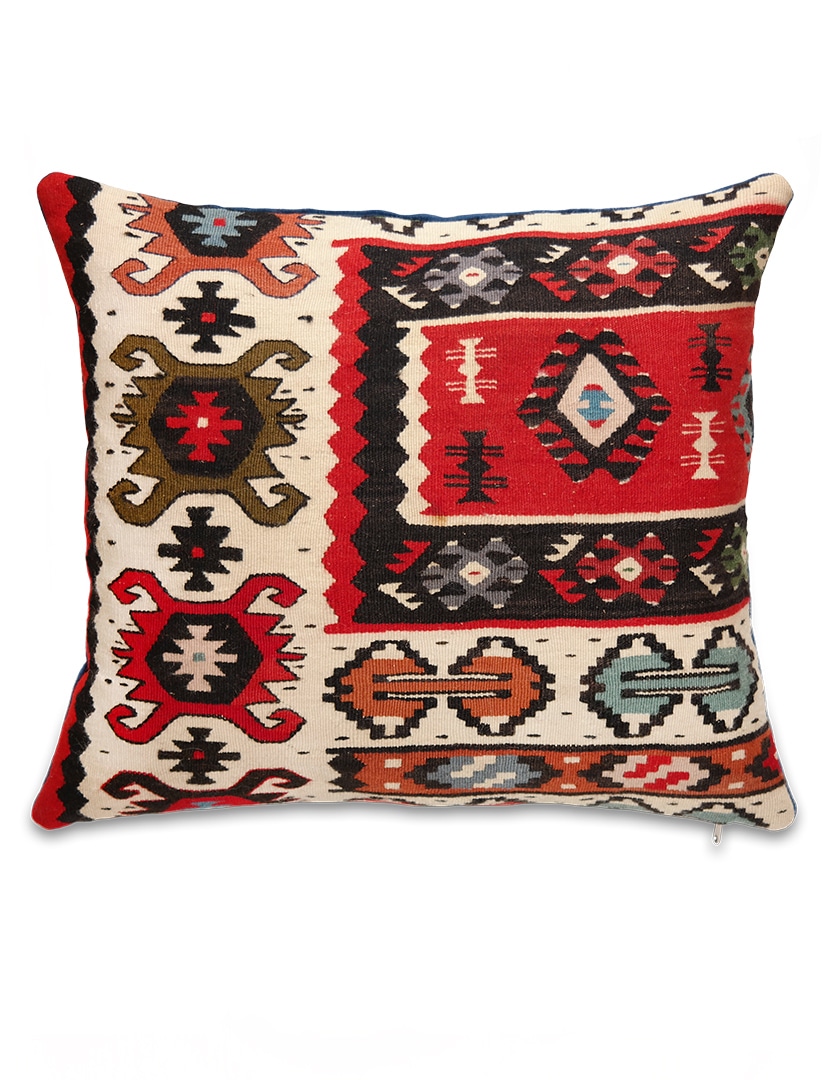 Piroti kelim díszpárna 56 x 50 cm - KR1159-piroti-kilim-parnahuzat-szerbiabol-a