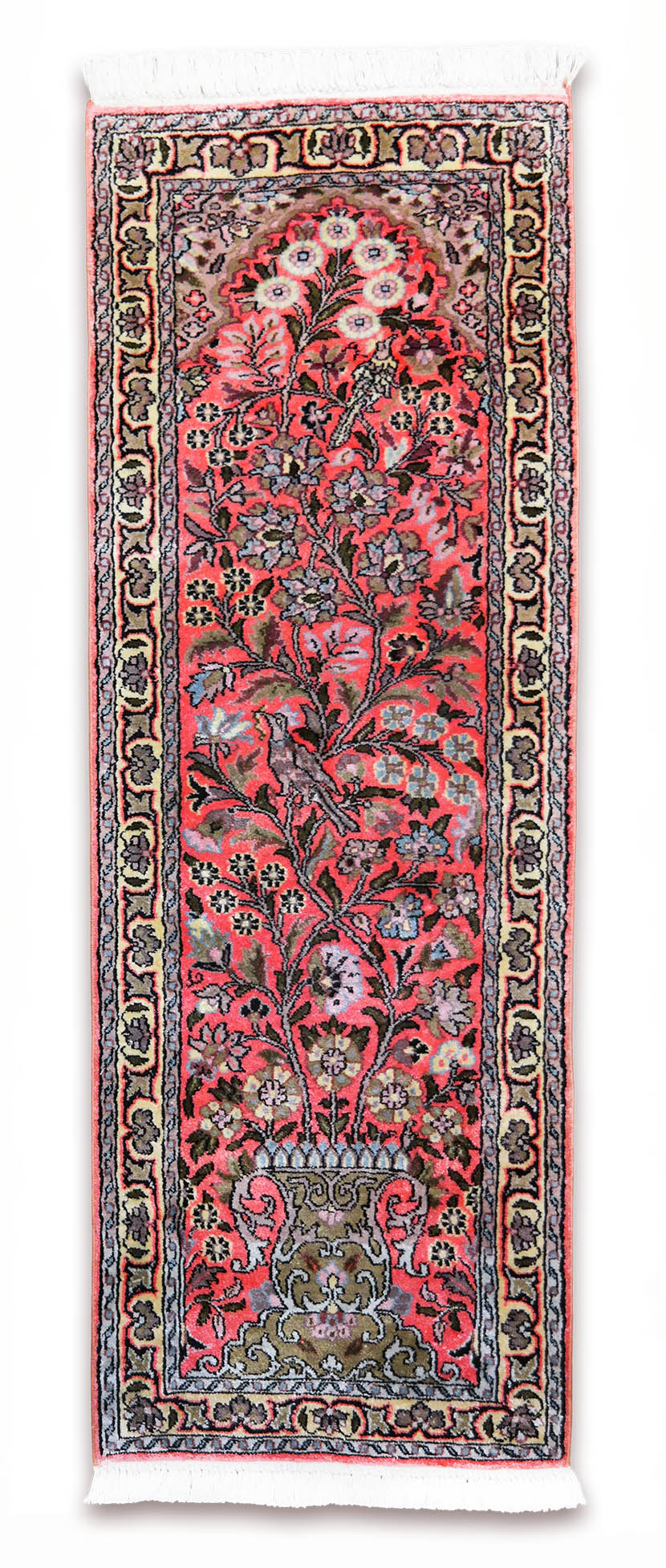 Kasmíri selyem futószőnyeg 131 x 47 cm - KR1957-kezi-csomozasu-kasmiri-selyem-szonyeg-indiabol-aa