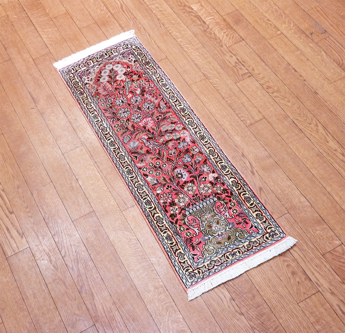Kasmíri selyem futószőnyeg 131 x 47 cm - KR1957-kezi-csomozasu-kasmiri-selyem-szonyeg-indiabol-g Kasmíri selyem futószőnyeg 131 x 47 cm - KR1957-kezi-csomozasu-kasmiri-selyem-szonyeg-indiabol-g