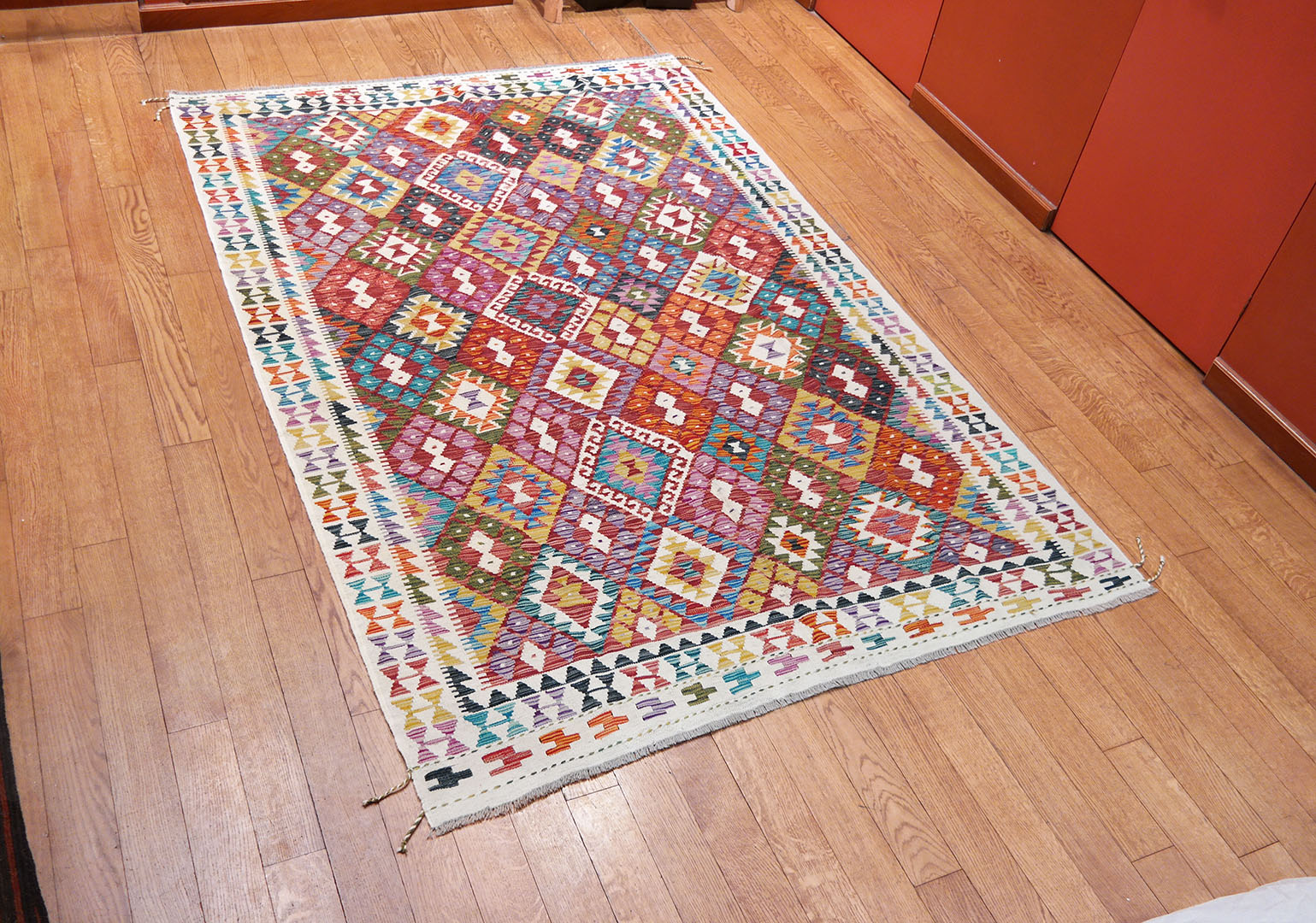 Kilim woven carpet 240 x 166 cm - SPM30-1740-maimana-kilim-hand-woven-wool-carpet-from-pakistan-b Kilim woven carpet 240 x 166 cm - SPM30-1740-maimana-kilim-hand-woven-wool-carpet-from-pakistan-b