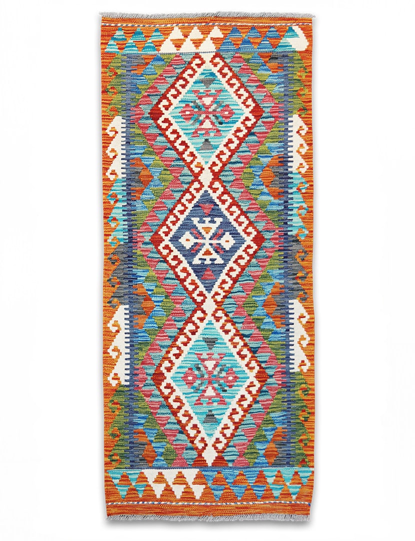 Kilim szövött futószőnyeg 148 x 64 cm - SPM30-1971-maimana-kilim-kezi-szovesu-gyapju-futoszonyeg-pakisztanbol-a