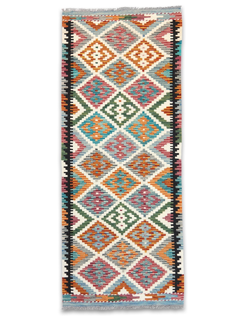 Kilim woven runner carpet 151 x 62 cm - SPM30-1977-maimana-kilim-hand-woven-wool-runner-carpet-from-pakistan-a