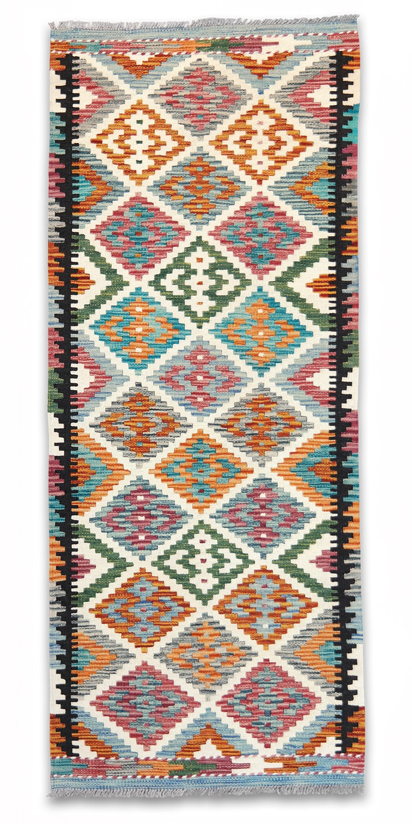 Kilim woven runner carpet 151 x 62 cm - SPM30-1977-maimana-kilim-hand-woven-wool-runner-carpet-from-pakistan-aa
