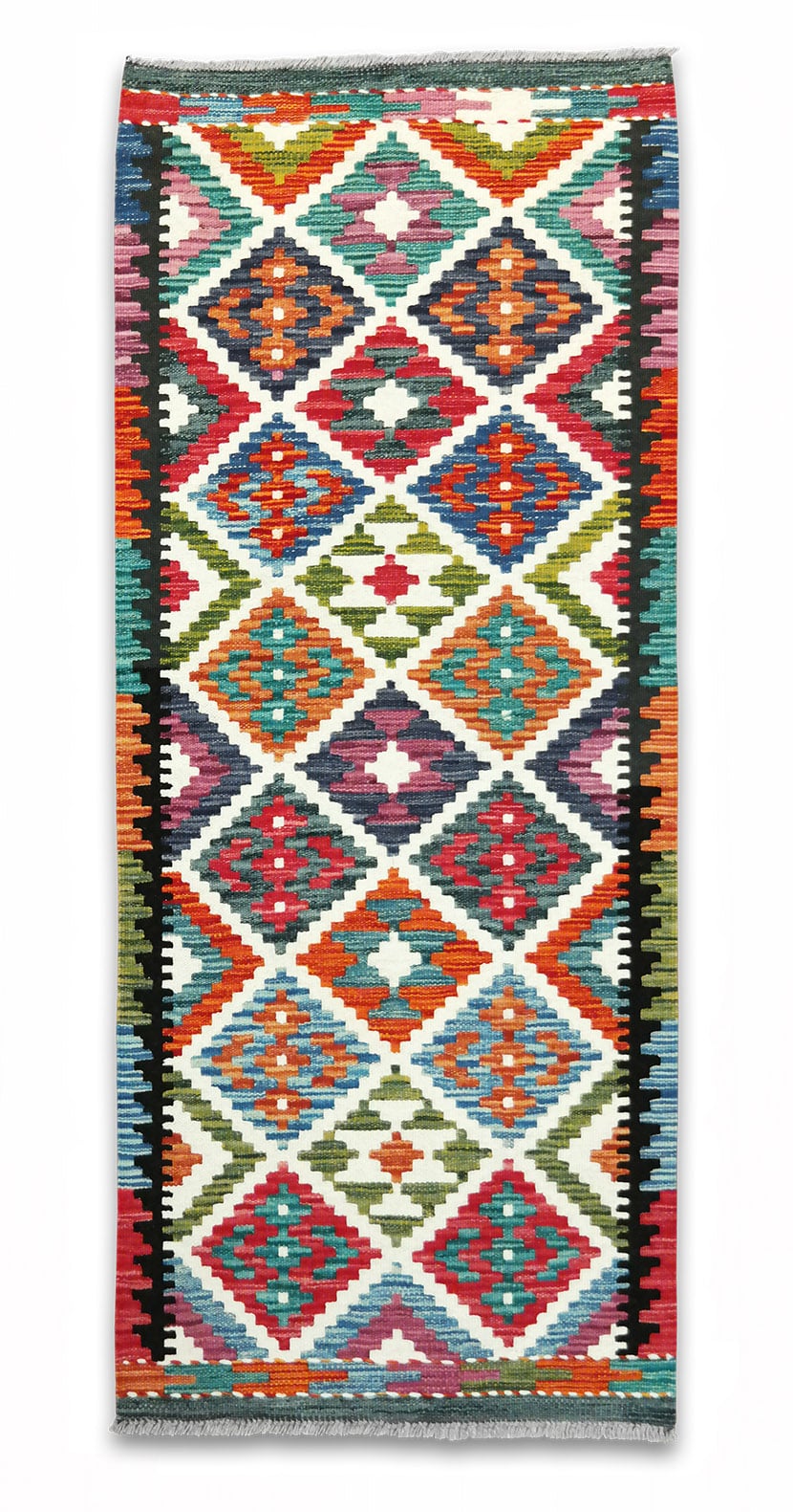 Kilim woven runner carpet 151 x 63 cm - SPM30-1978-maimana-kilim-hand-woven-wool-carpet-from-pakistan-aa