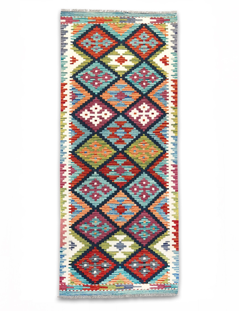 Kilim woven runner carpet 158 x 65 cm - SPM30-1979-maimana-kilim-hand-woven-wool-carpet-from-pakistan-a