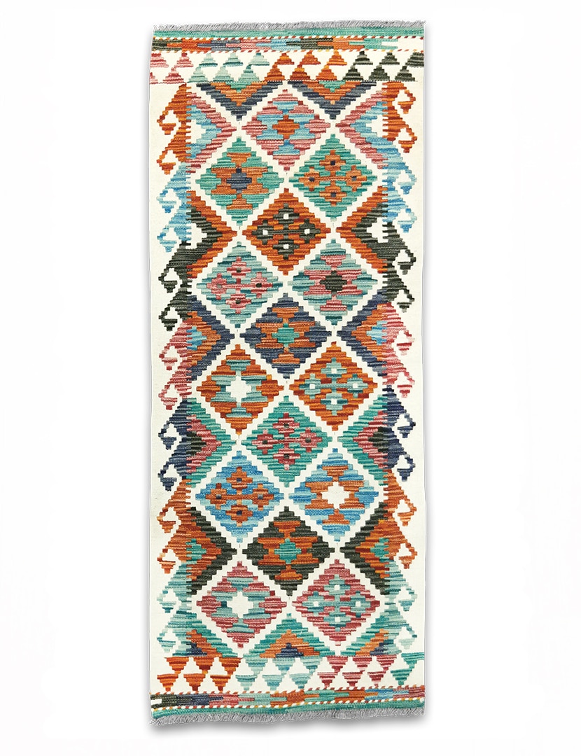 Kilim woven runner carpet 152 x 62 cm - SPM30-1981-maimana-kilim-hand-woven-wool-carpet-from-pakistan-a