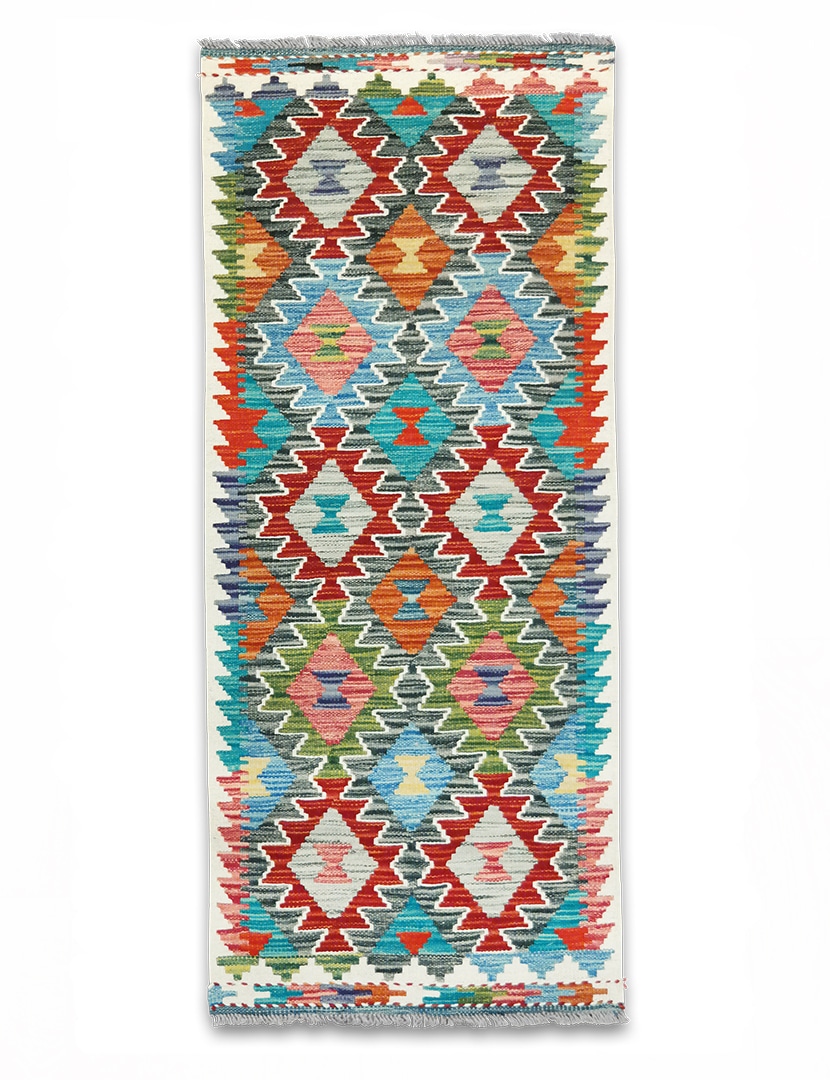 Kilim woven runner carpet 150 x 64 cm - SPM30-1988-maimana-kilim-hand-woven-wool-carpet-from-pakistan-a