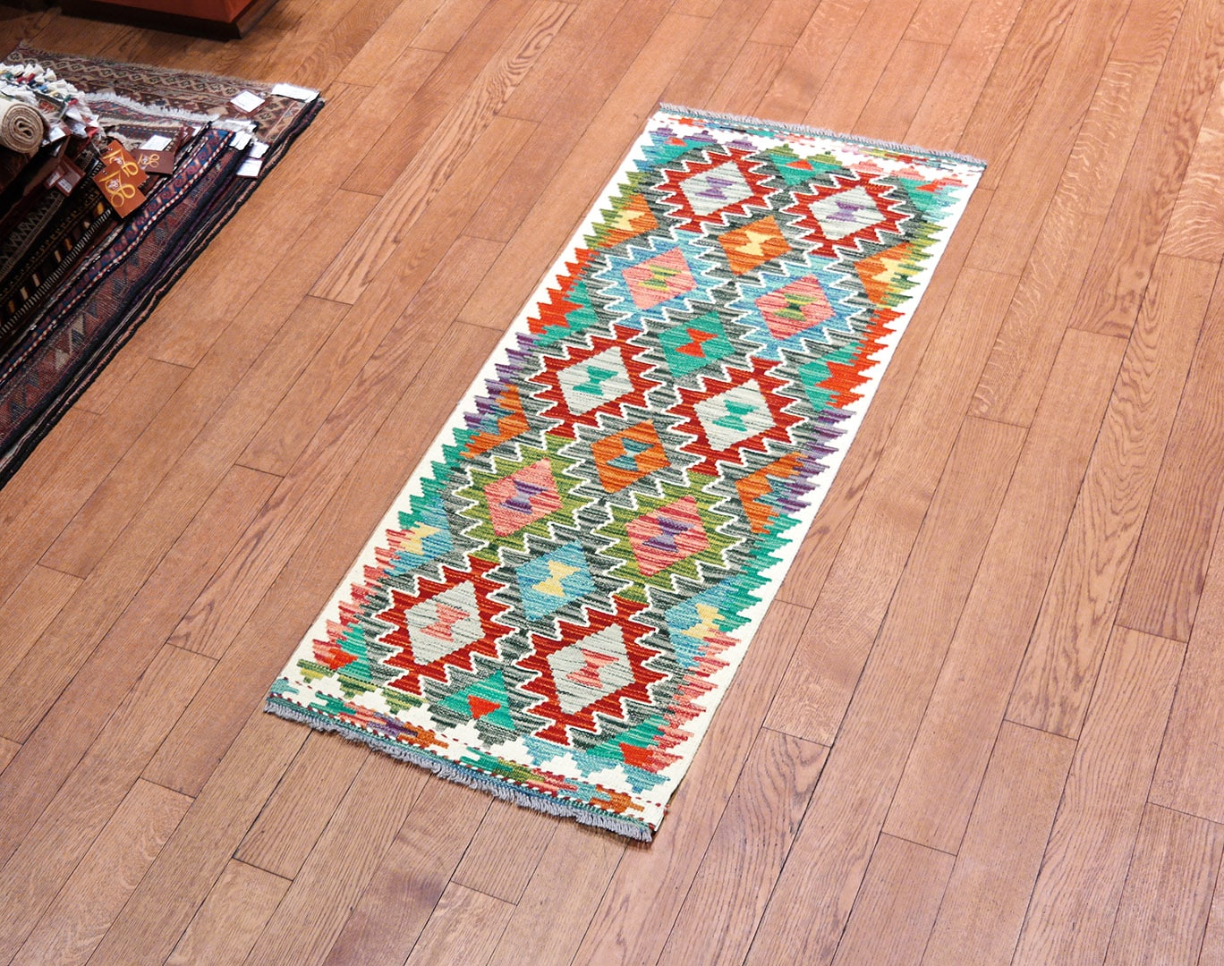 Kilim woven runner carpet 150 x 64 cm - SPM30-1988-maimana-kilim-hand-woven-wool-carpet-from-pakistan-c Kilim woven runner carpet 150 x 64 cm - SPM30-1988-maimana-kilim-hand-woven-wool-carpet-from-pakistan-c