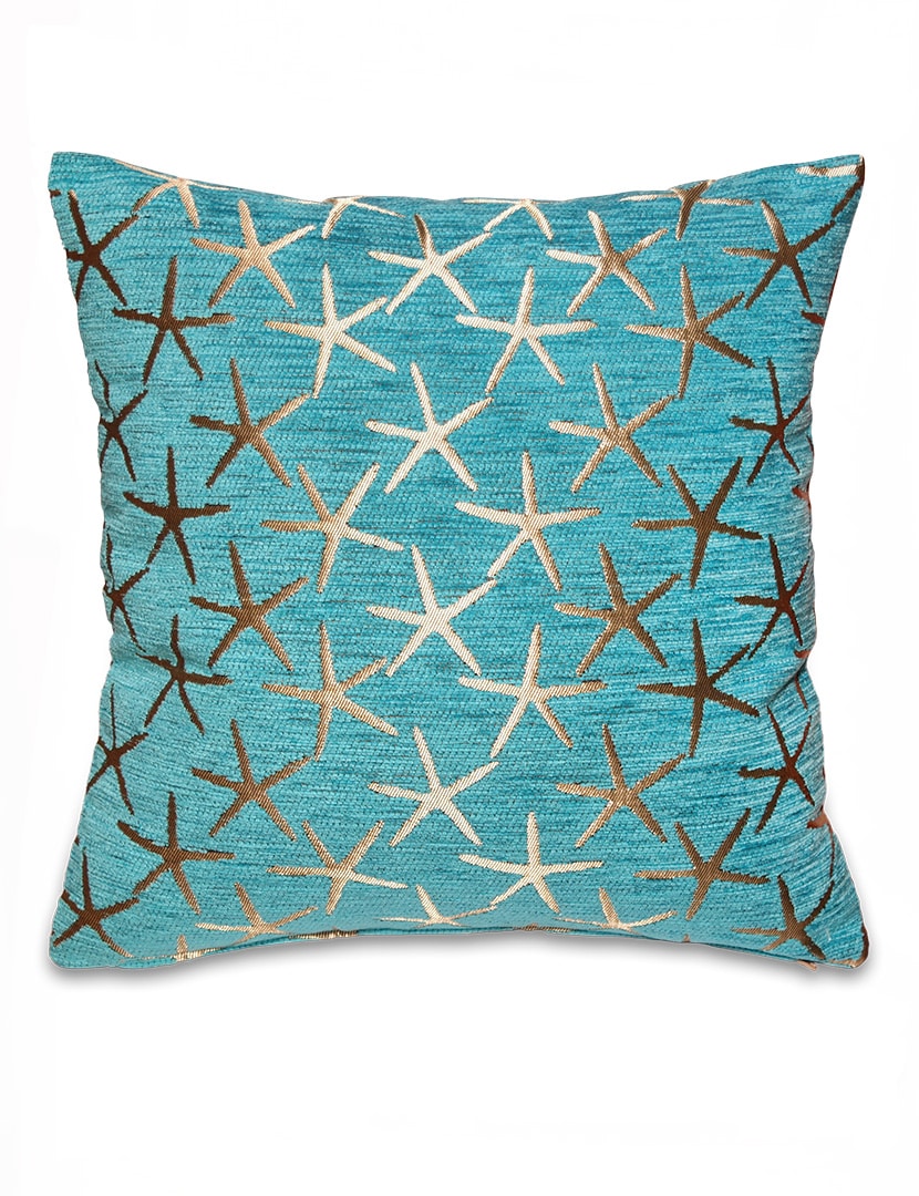 Turquoise blue star patterned cushion - pk-6044-B-ottoman-cushion-cover-from-turkey-a