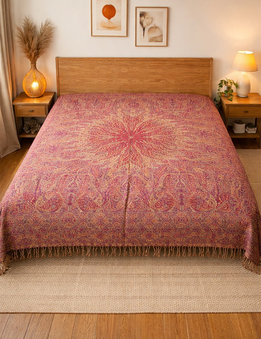 Indiai gyapjú ágytakaró 250 x 220 cm - KWB40-A-indiai-gyapju-agytakaro-f