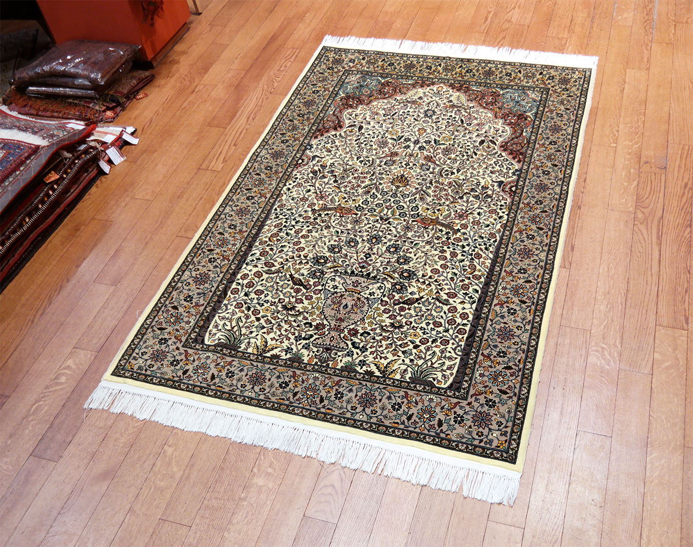 Finom csomózású indiai szőnyeg 218 x 179 cm - EB-003-finom-kezi-csomozasu-indiai-szonyeg-c