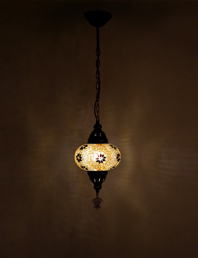 Világosbarna török függőlámpa - HM17T-B5-mozaikuveg-fuggolampa-torokorszagbol-bbbb