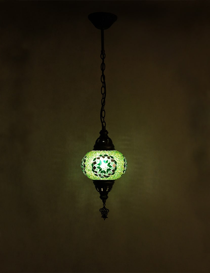 Zöld török függőlámpa - HM17T-Z4-mozaikuveg-fuggolampa-torokorszagbol-b