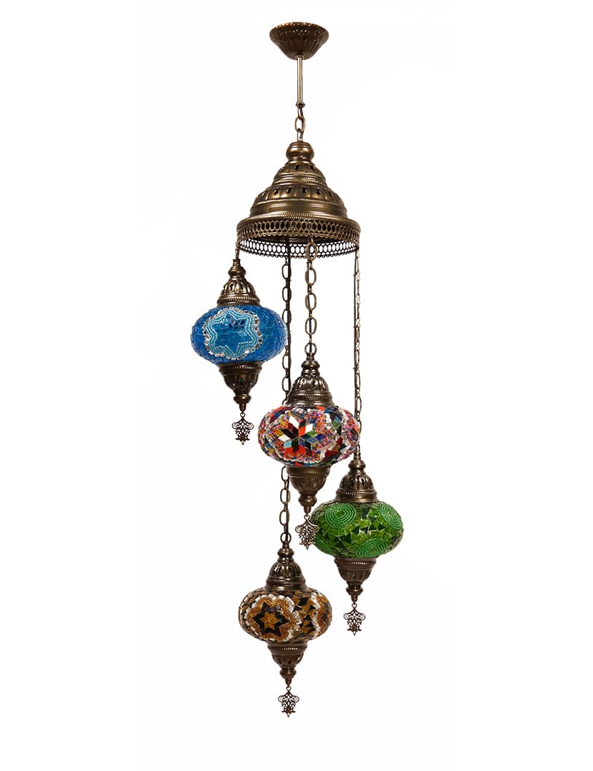 Török csillár 4 db függesztett lámpatesttel - MN2AK4H-1-mozaikuveg-fuggolampa-torokorszagbol-a