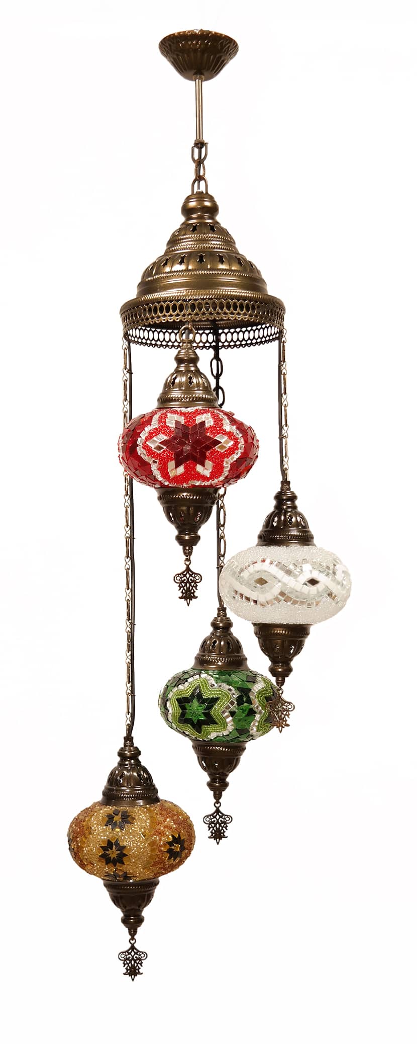 Török csillár 4 db függesztett lámpatesttel - MN2AK4H-2-mozaikuveg-fuggolampa-torokorszagbol-aa