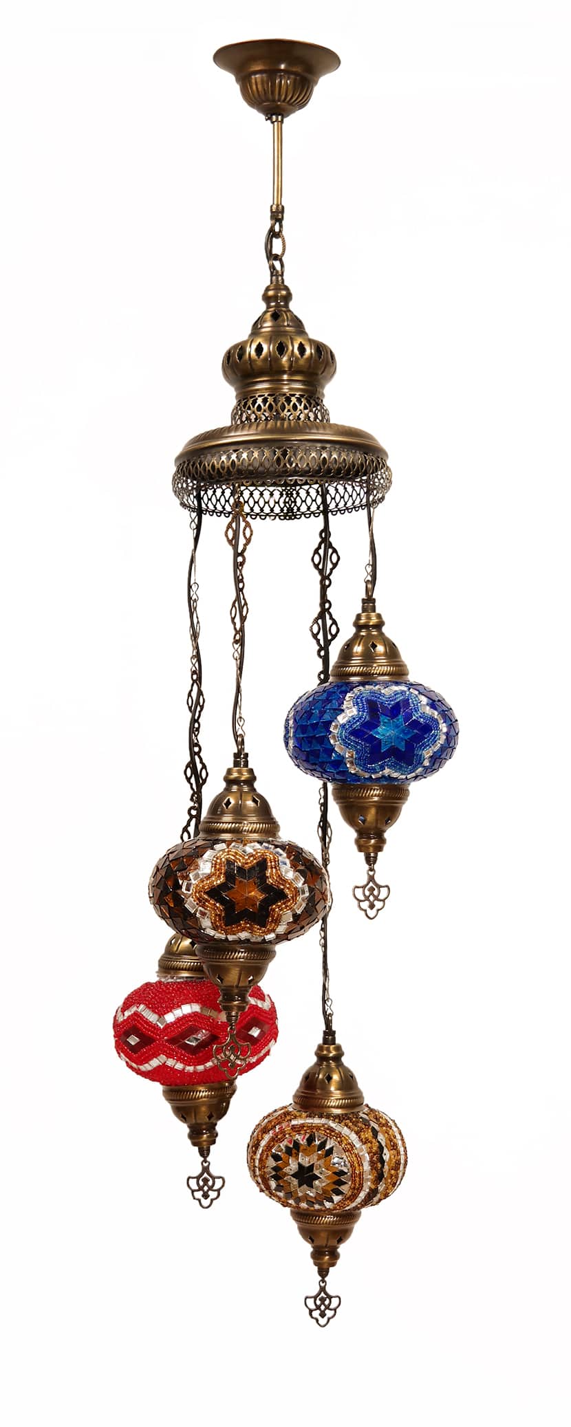 Török csillár 4 db függesztett lámpatesttel - MN2AK4H-3-mozaikuveg-fuggolampa-torokorszagbol-aa