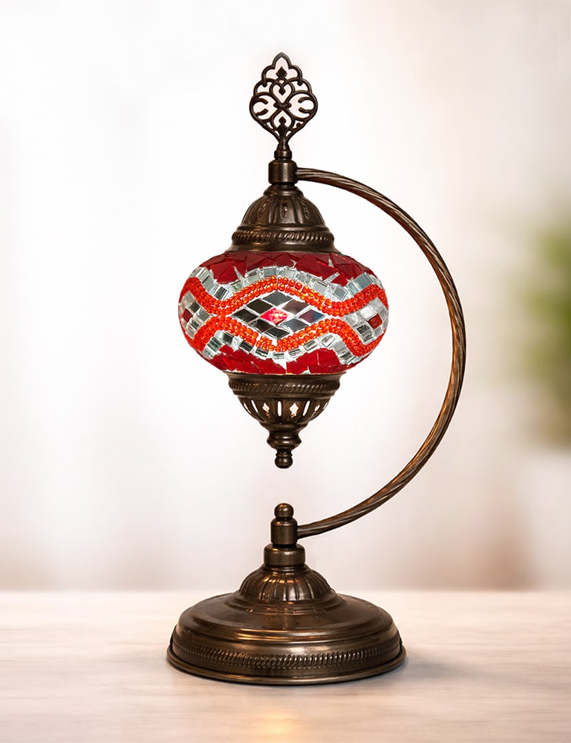 Piros karos lámpa - TM138-P5-karos-asztali-lampa