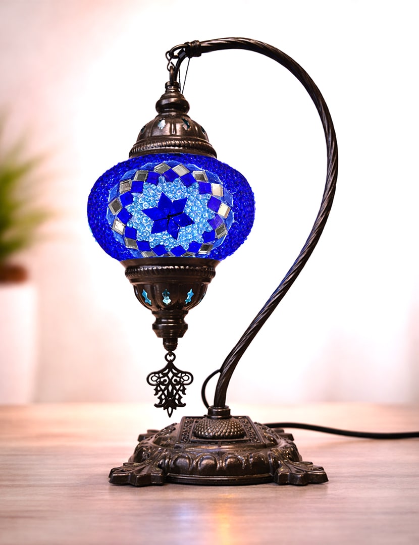 Karos kék lámpa - TM158-K1-karos-asztali-lampa