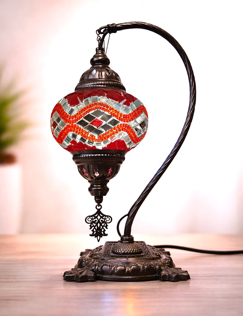 Karos piros lámpa - TM158-P1-karos-asztali-lampa