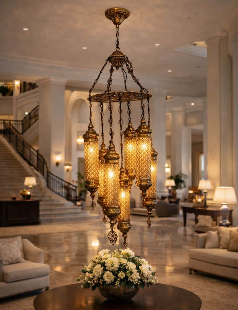 Török csillár 7 db függesztett kézműves lámpatesttel-USN1AL7