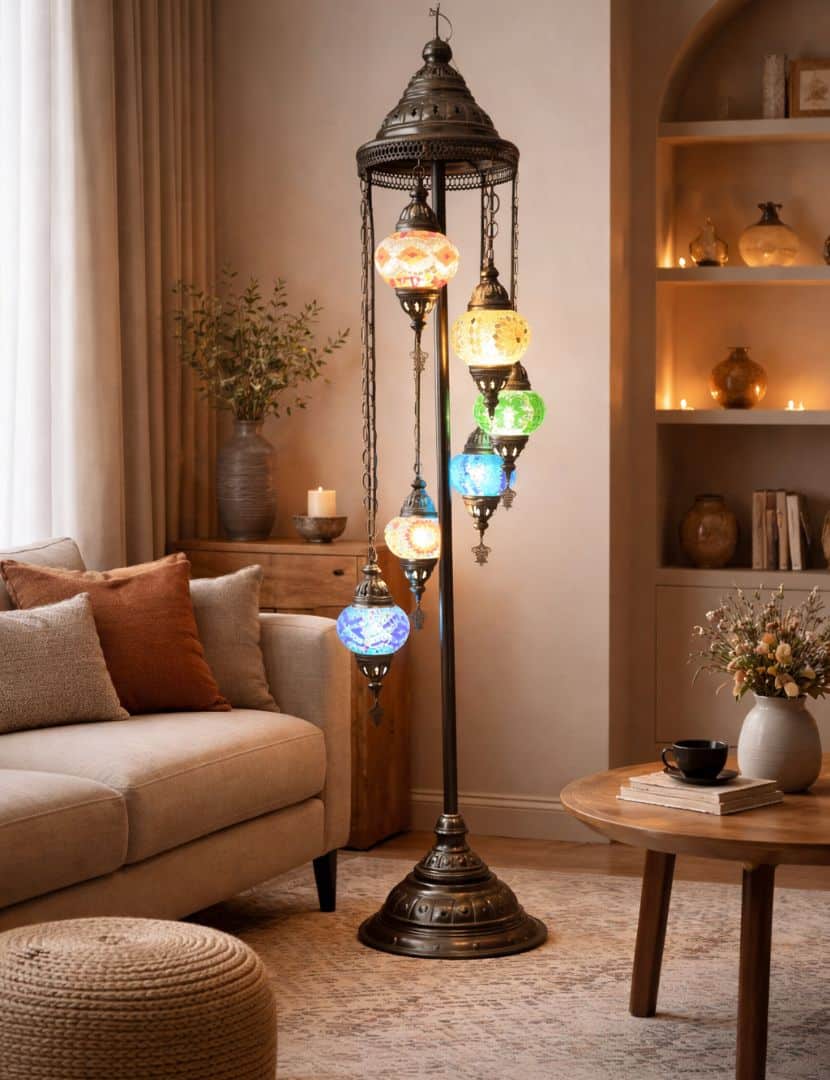 Mozaik állólámpa 7 lámpatesttel
