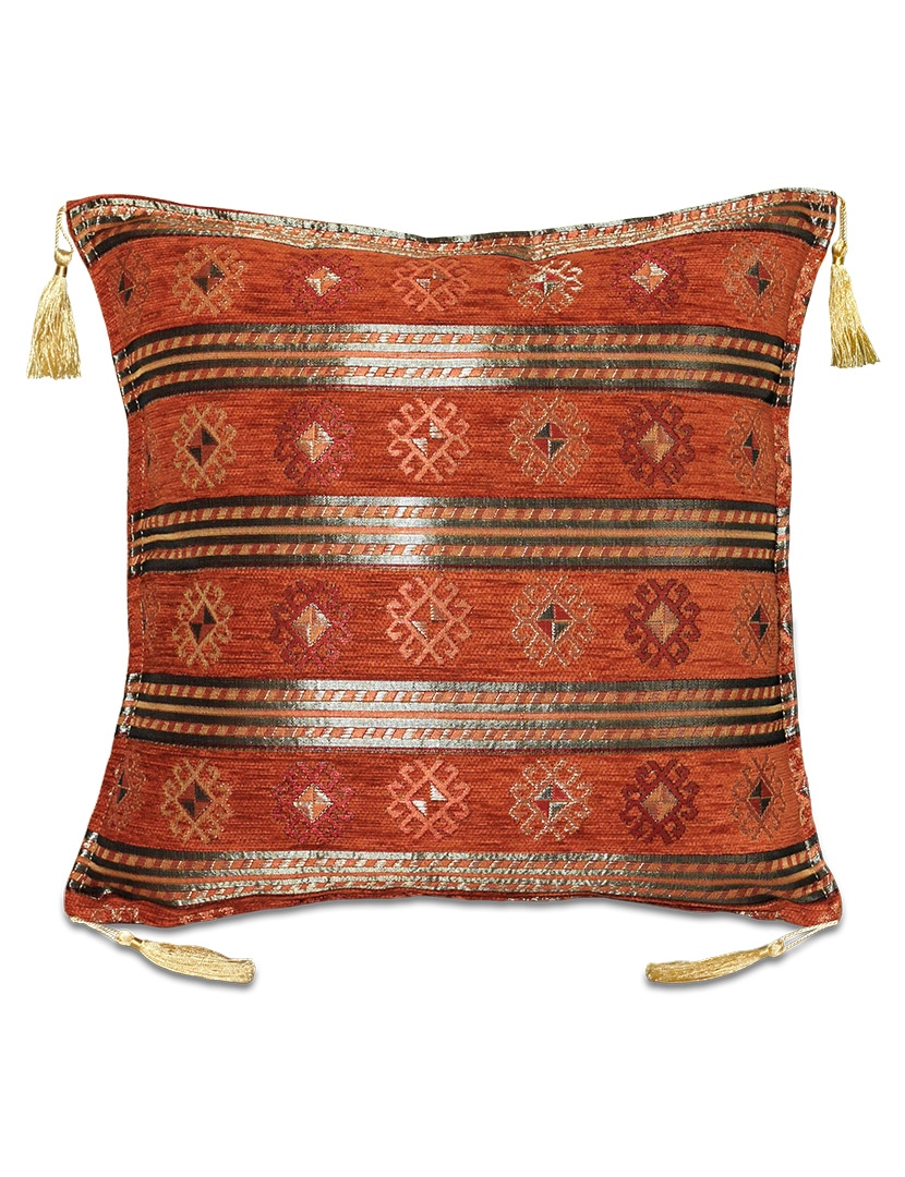 Terrakotta csíkos párna - pk-1028-terrakotta-ottoman-diszparna-huzat